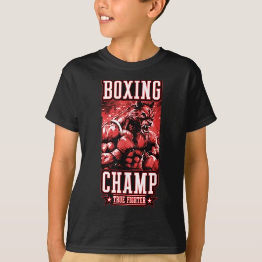 T-shirt Wolf Boxing Champ _ Boxer Fighter Motivation (Devant)