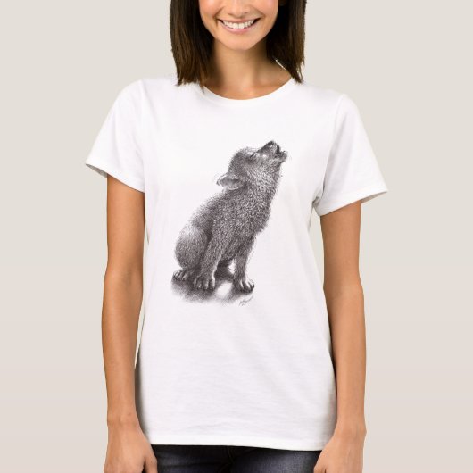 T-shirt Wolf chien hurlant très mignon (Devant)