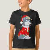 T-shirt Wolf Christmas Lights Santa Costume Cute Animal Xm (Devant)