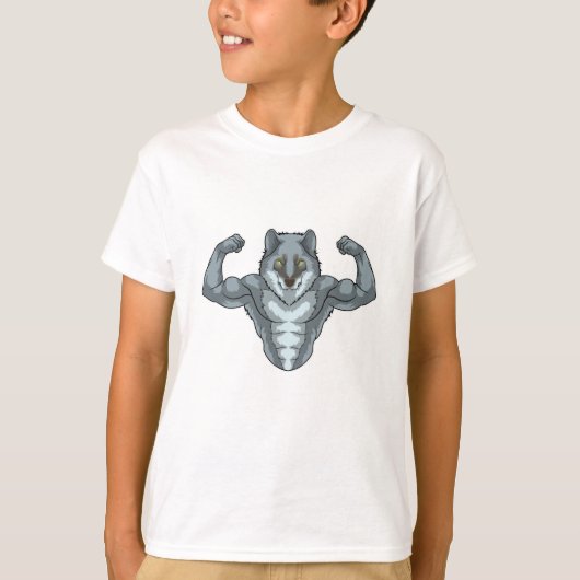 T-shirt Wolf comme Bodybuilder avec de grands Muscles (Devant)