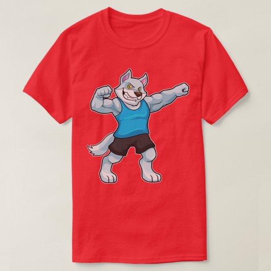 T-shirt Wolf comme Bodybuilder avec les gros bras supérieu (Design devant)