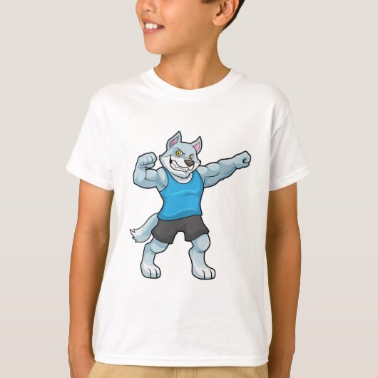 T-shirt Wolf comme Bodybuilder avec les gros bras supérieu (Devant)