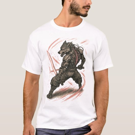 T-shirt Wolf Cyberpunk (maître de lame) (Devant)