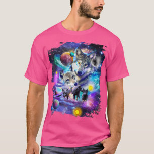T-shirt Wolf de l'espace cosmique Famille Howling H galact