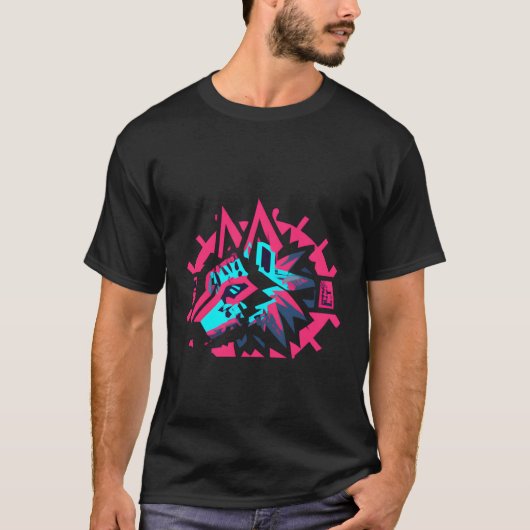 T-shirt Wolf de style Cyberpunk (Devant)