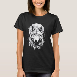 T-shirt Wolf design rétro Moon Grey Howling désespéré