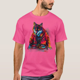 T-shirt Wolf Dj Dance Producteur De Musique Edm Tourne-dis