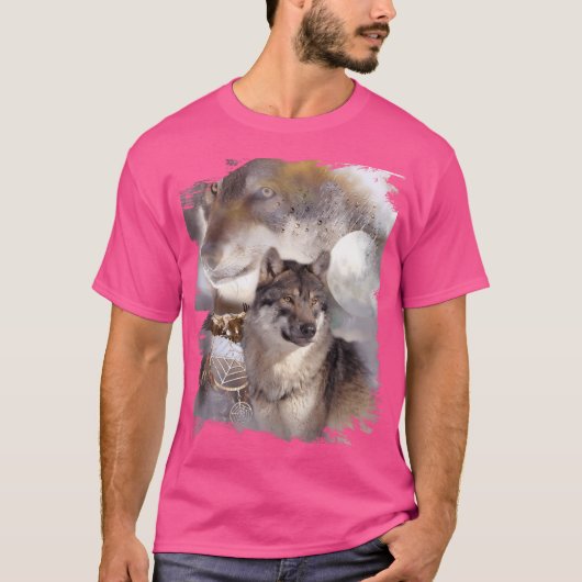 T-shirt Wolf Dreamcatcher Eagle Moon Wolves (Devant)