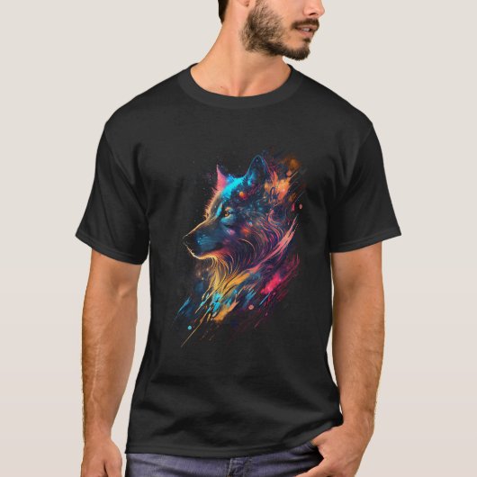 T-shirt Wolf du Cosmos Animal Graphic pour Hommes Femmes B (Devant)