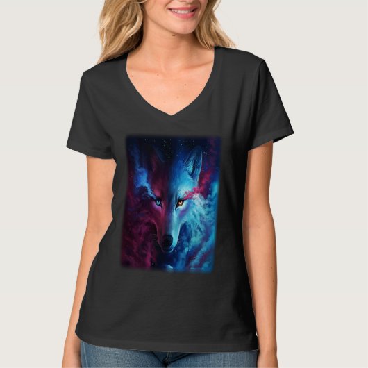 T-shirt Wolf galaxy wolf   for men and woman (Devant)