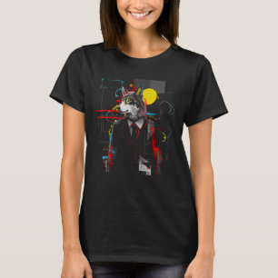 T-shirt Wolf Géométrique Art Animal Motif Wolf