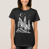T-shirt Wolf Girl Forest Howling Moon Graphic Tee (Devant)