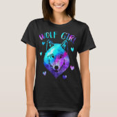 T-shirt Wolf Girl Galaxy Aesthetic Design (Devant)