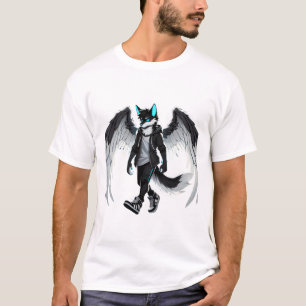 T-shirt Wolf Guardian avec ailes d'ange - Mystical Digital