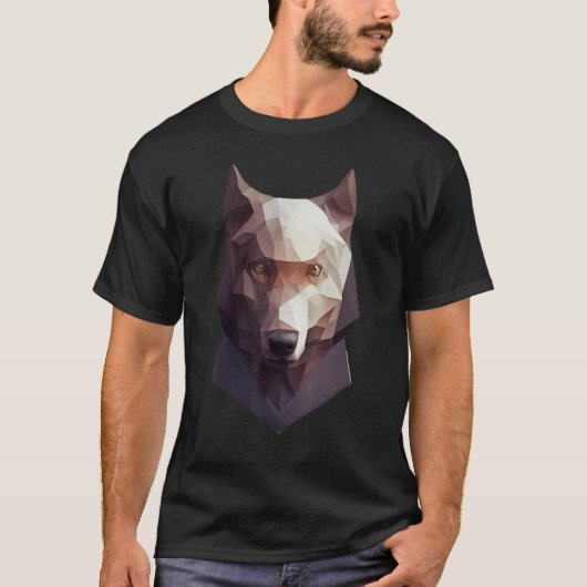 T-shirt Wolf Head Low Poly Polygon Wolves Geometric (Devant)