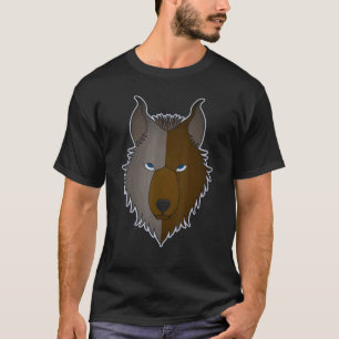 T-shirt Wolf Head Motif Predateur Face Impression Avec Wol