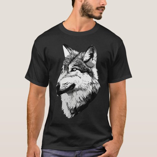 T-shirt Wolf head predator face imprint with wild animal   (Devant)