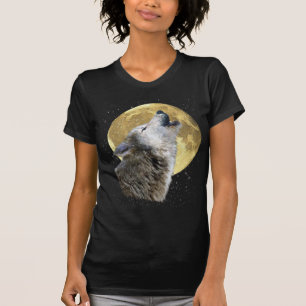 T-shirt Wolf Howat at at Moon Snow Winter Wildlife Shirt