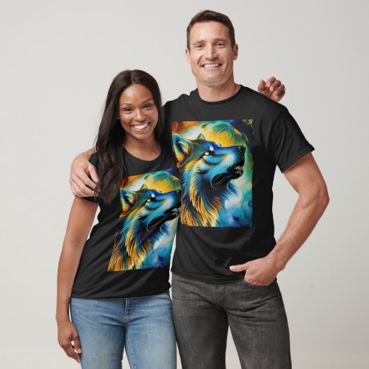 T-shirt Wolf Howl coloré (Unisexe)