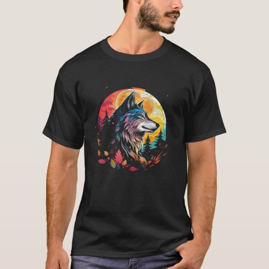 T-shirt Wolf Howling à la lune Kawaii Kid s Alaskan Wild (Devant)