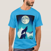 T-shirt Wolf Howling à la Pleine lune (Devant)