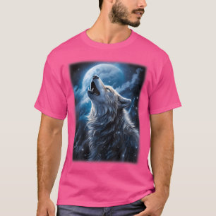T-shirt Wolf Howling À L'Imaginaire Lune Art Faune