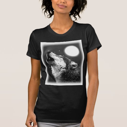 T-shirt Wolf Howling à Moon (Devant)