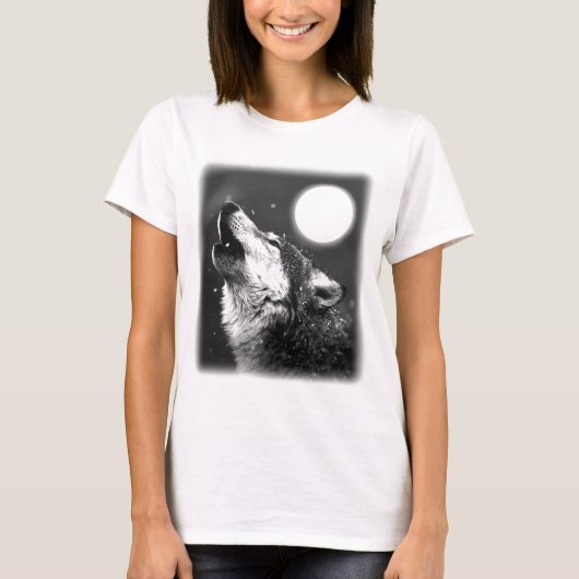 T-shirt Wolf Howling à Moon (Devant)