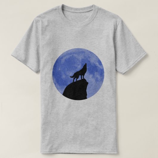 T-shirt Wolf Howling à une lune bleue (Design devant)