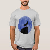 T-shirt Wolf Howling à une lune bleue (Devant)