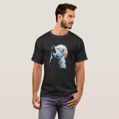T-shirt Wolf Howling avec Pleine lune en Arrière - plan - (Devant entier)