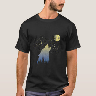 T-shirt Wolf hurlant Aux Stars Constellations Et Lune Wolf