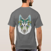 T-shirt Wolf husky embelli vert bleu (Dos)