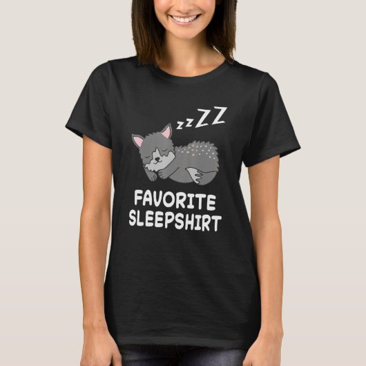 T-shirt Wolf Husky Wolves Nap Dormir nuit Pyjama nuit (Devant)