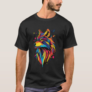 T-shirt Wolf Lovers Pop Art Design couleur Wolf