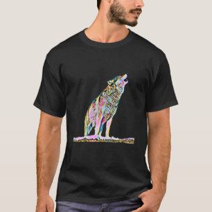 T-shirt Wolf Motif Pack Lune Lupus sauvage Colorful Wolf