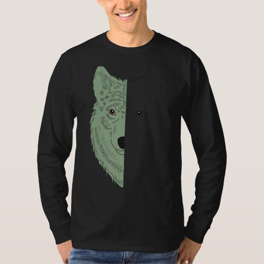 T-shirt Wolf Motif Predator Face Wolfs (Devant)