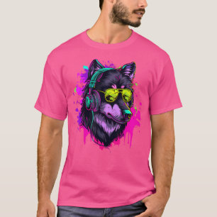 T-shirt Wolf Music Dj Wolf Lover Musique Casques Danse Cl