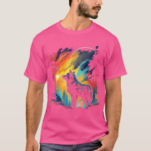 T-shirt Wolf Nature Art Animal Colorful Loup Abstrait