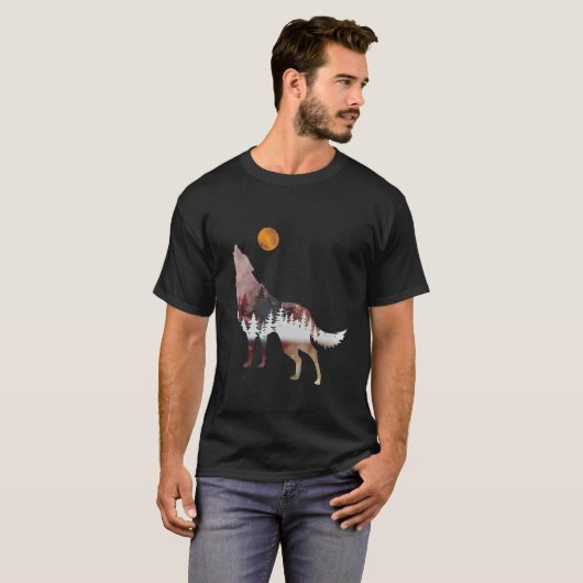 T-shirt Wolf Nature Forest Randonnée extérieure Camping Ch (Devant entier)