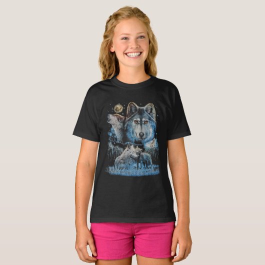 T-shirt Wolf Pack Kids - Llow in the dark print (Devant entier)