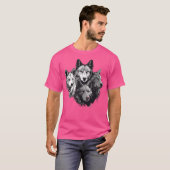 T-shirt Wolf Pack Wolf Stencil Wolf Famille (Devant entier)