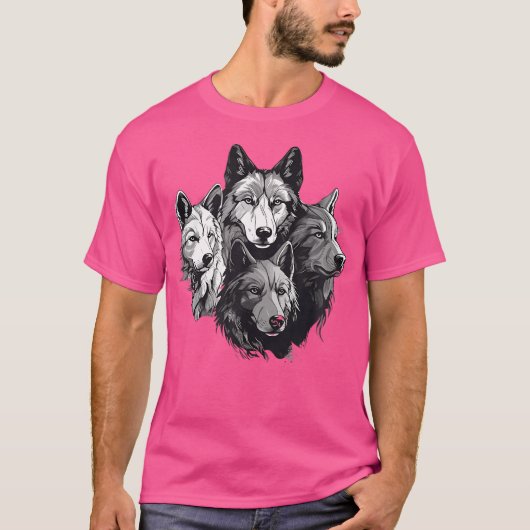 T-shirt Wolf Pack Wolf Stencil Wolf Famille (Devant)