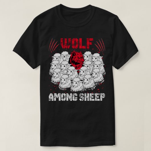 T-shirt Wolf parmi les moutons Je ne suis pas un des mouto (Design devant)