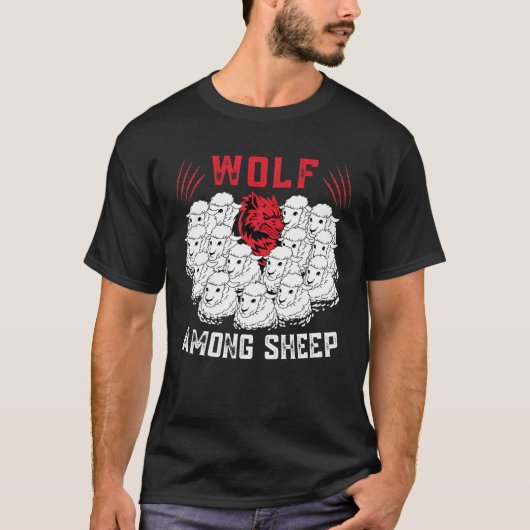 T-shirt Wolf parmi les moutons Je ne suis pas un des mouto (Devant)