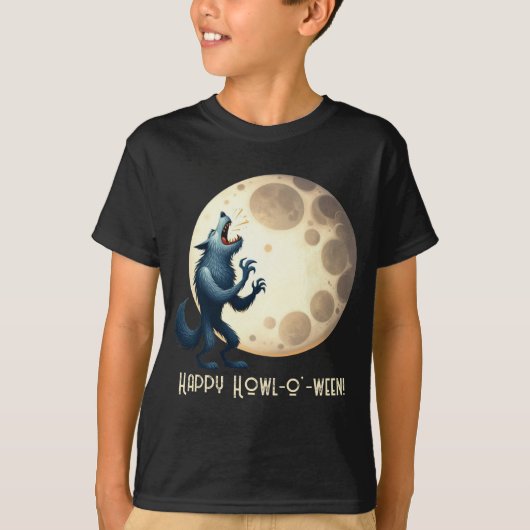 T-shirt Wolf & Pleine lune - Happy Howl-o-ween! (Devant)