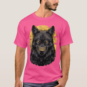 T-shirt Wolf Retro Design Lune Grey Howressed