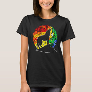 T-shirt Wolf Retro Sunset Wolfs Rainbow Color