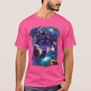 T-shirt Wolf Space Galaxy Stars Lune Wolves Space Astrolog