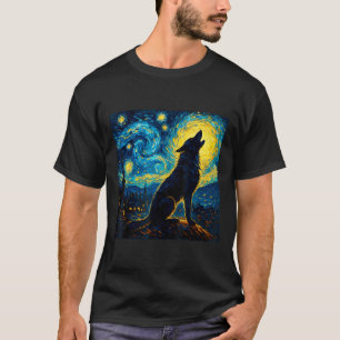 T-shirt Wolf Starry Night HowHowling Lune Dons Drôle Pour